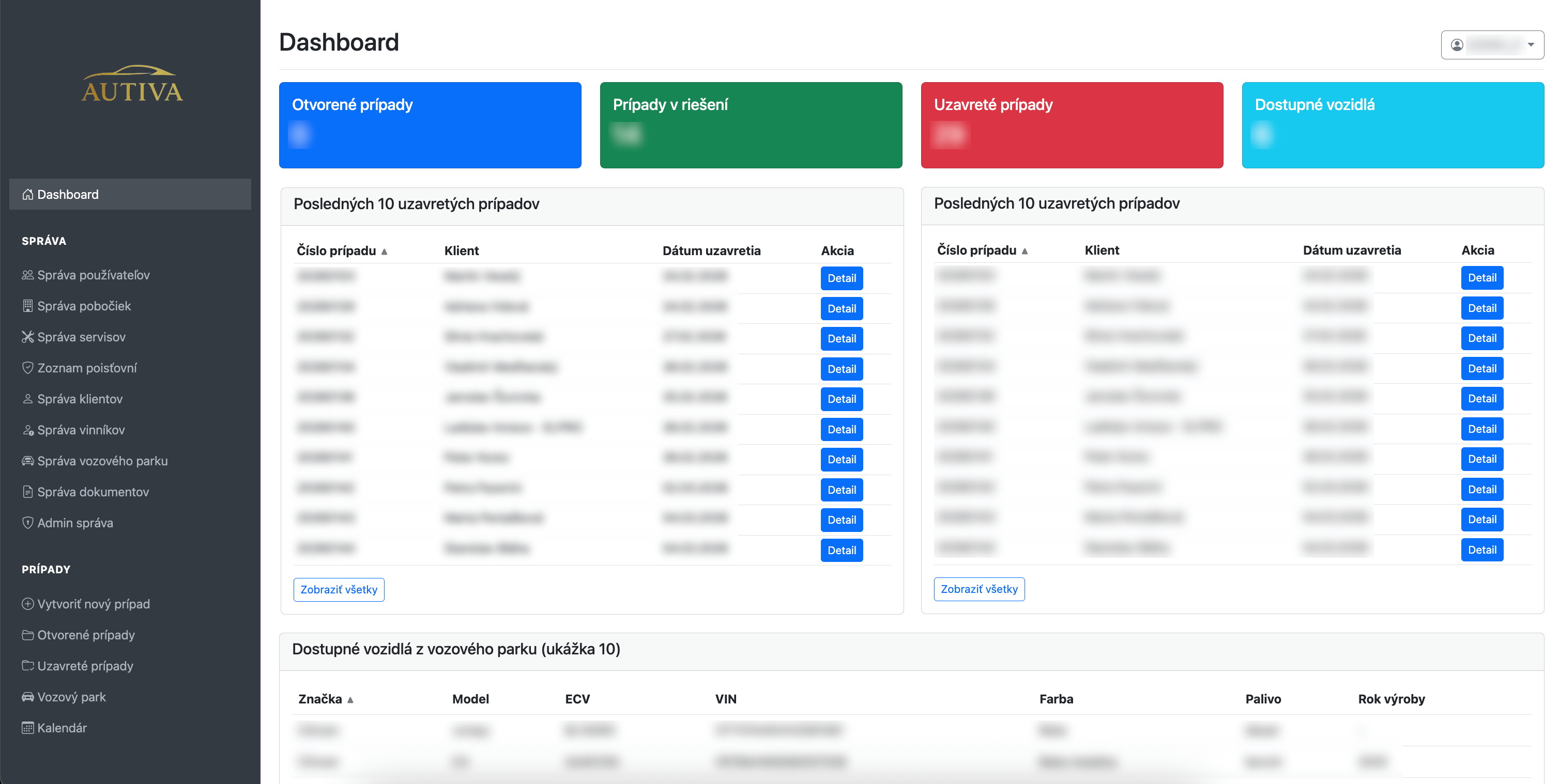 Autiva system screenshot